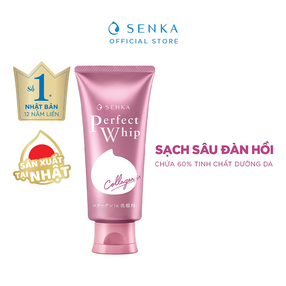 Sữa rửa mặt tạo bọt senka perfect collagen in 120g