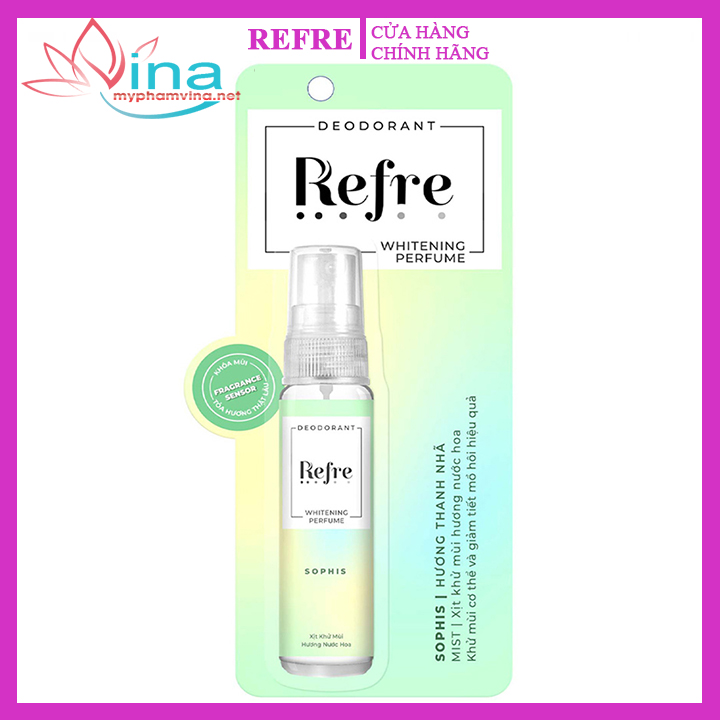 XỊT KHỬ MÙI REFRE DEODORANT WHITENING PERFUME - Sophis - Hương Thanh Nhã 30ML