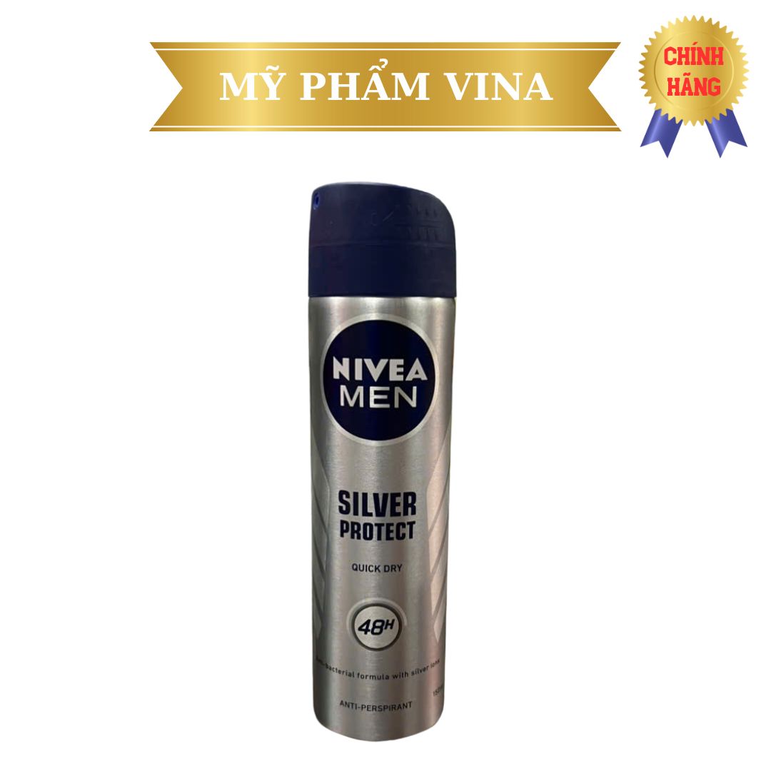 Xịt ngăn mùi NIVEA MEN Silver Protect phân tử bạc kháng khuẩn (150ml)