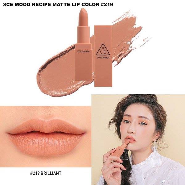 Son 3CE Mood Recipe Matte Lip Color 219 Brilliant – Màu Cam Nude 2