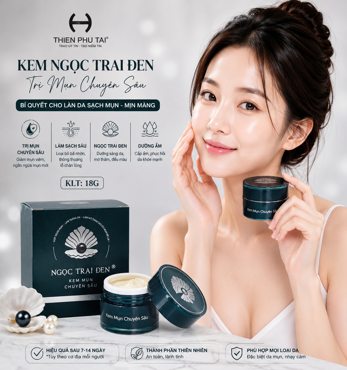 Kem Ngoc Trai Đen Trị Mụn Chuyên Sâu 18gr 2