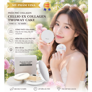 Phấn Phủ Cellio Ex Collagen Twoway Cake 13gr - Tone 13