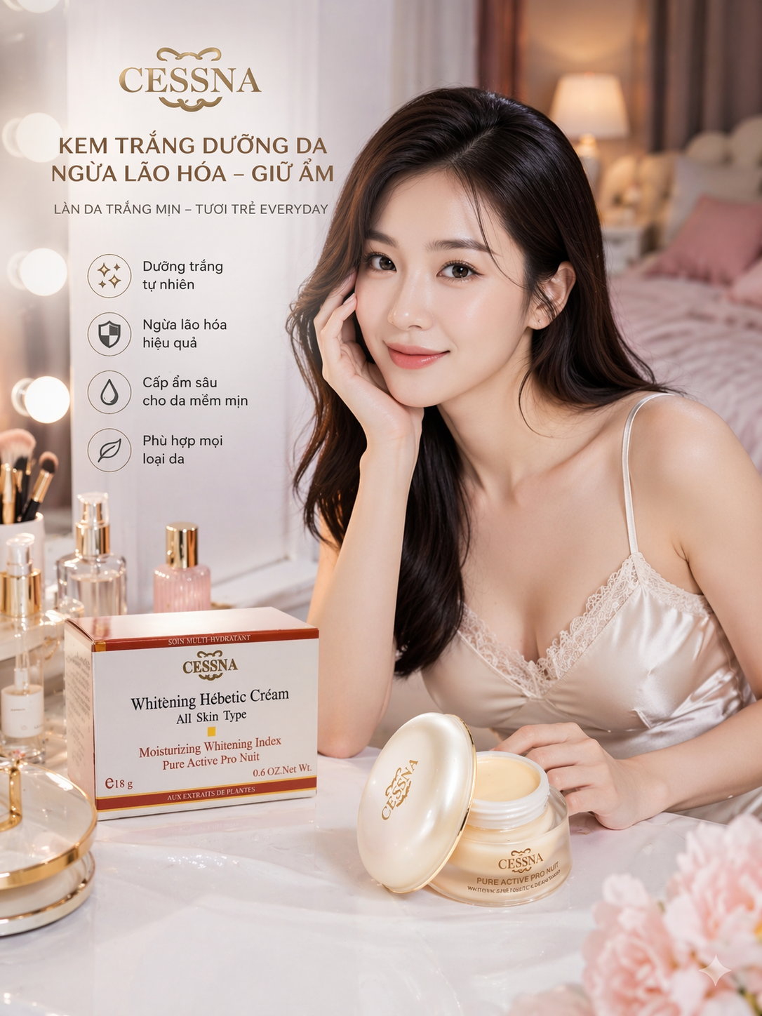 Kem CESSNA Dưỡng Trắng Da giữ Ẩm 18GR 2