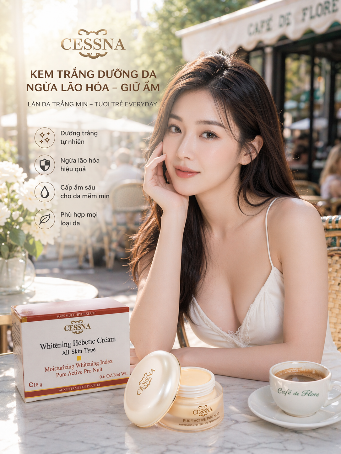 Kem CESSNA Dưỡng Trắng Da giữ Ẩm 18GR 1
