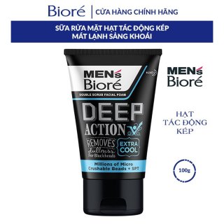 Sữa rửa mặt Biore Mens Deep Action mát lạnh sảng khoái 100g 1