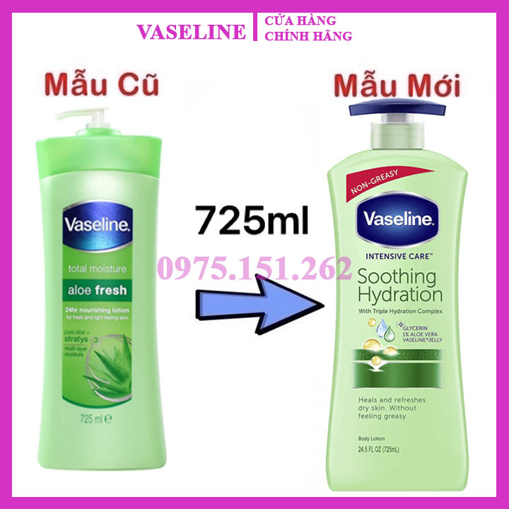 Sữa dưỡng thể nha đam Vaseline Aloe Fresh 725ml