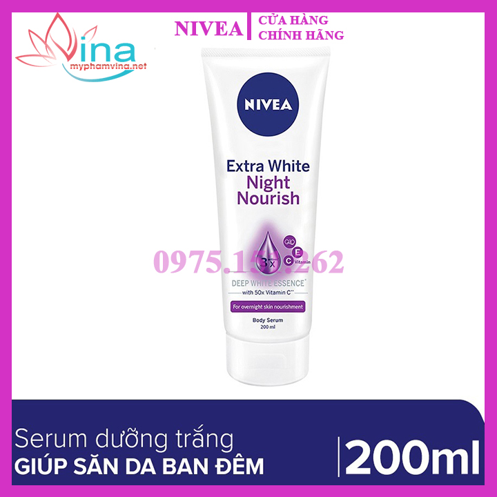 Tinh Chất Dưỡng Thể Trắng Da Nivea Extra White Night Nourish Body Serum - Ban Đêm 200ml