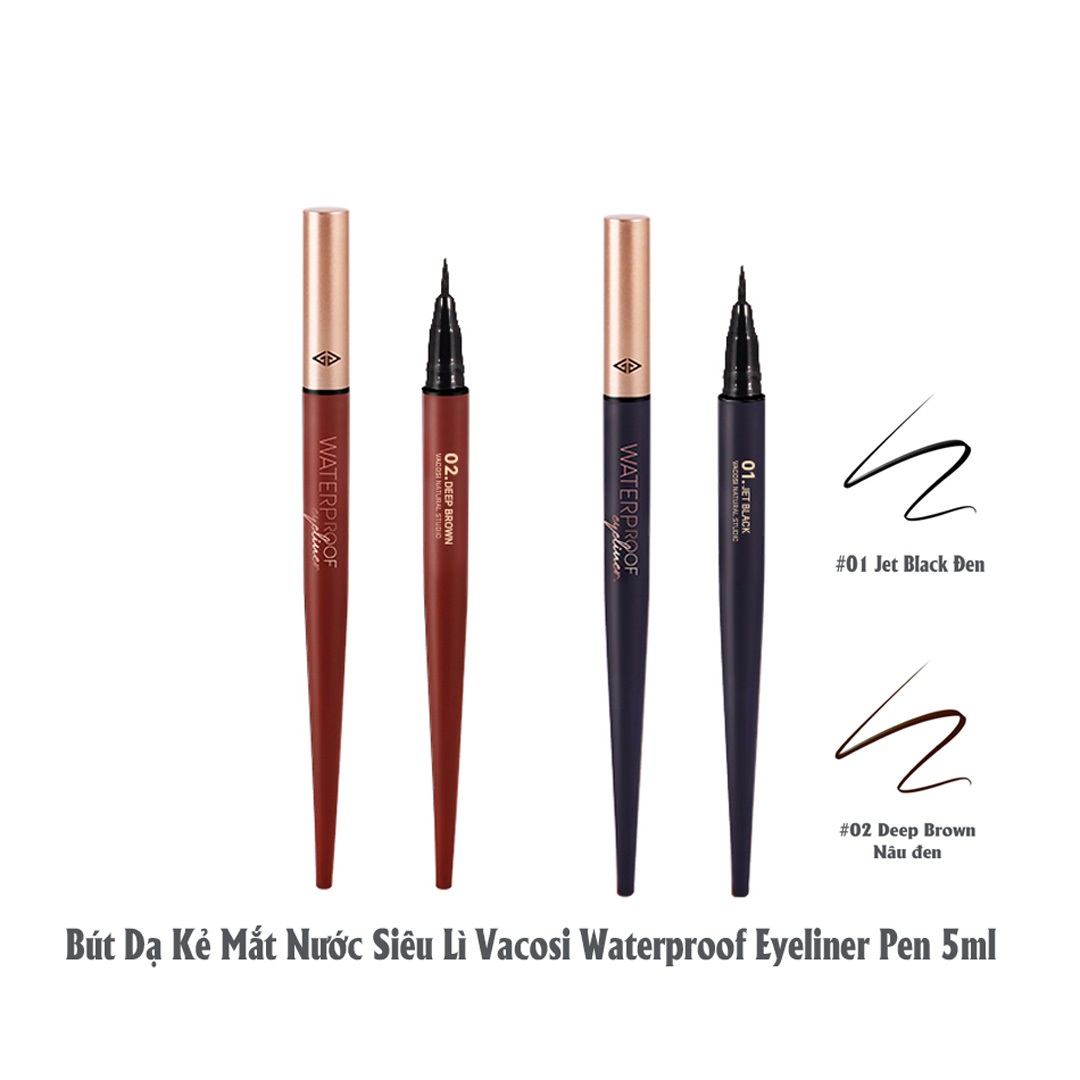 BÚT KẺ MẮT NƯỚC VACOSI NATURAL STUDIO WATERPROOF EYELINER SIÊU LÌ 1
