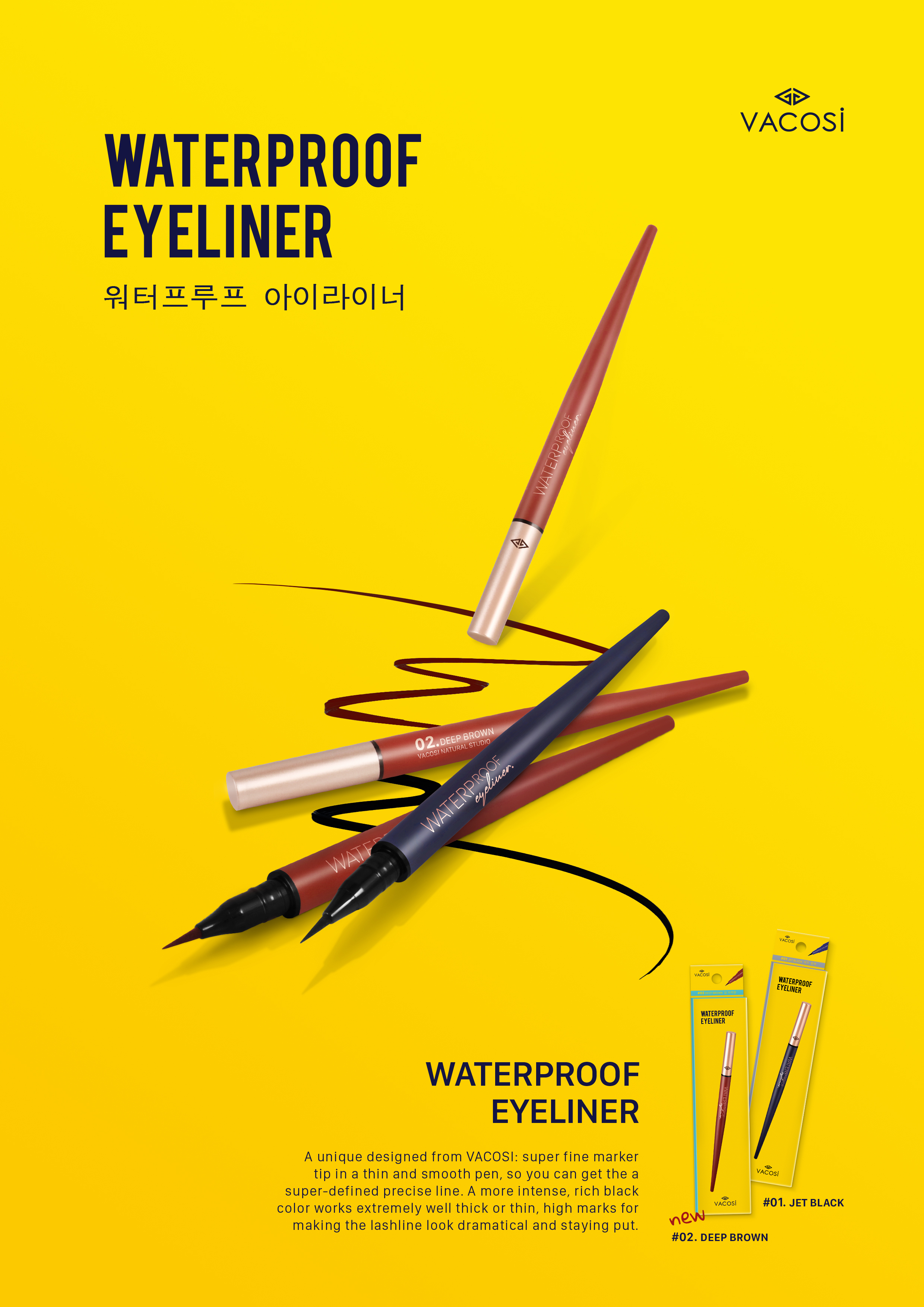 BÚT KẺ MẮT NƯỚC VACOSI NATURAL STUDIO WATERPROOF EYELINER SIÊU LÌ 2