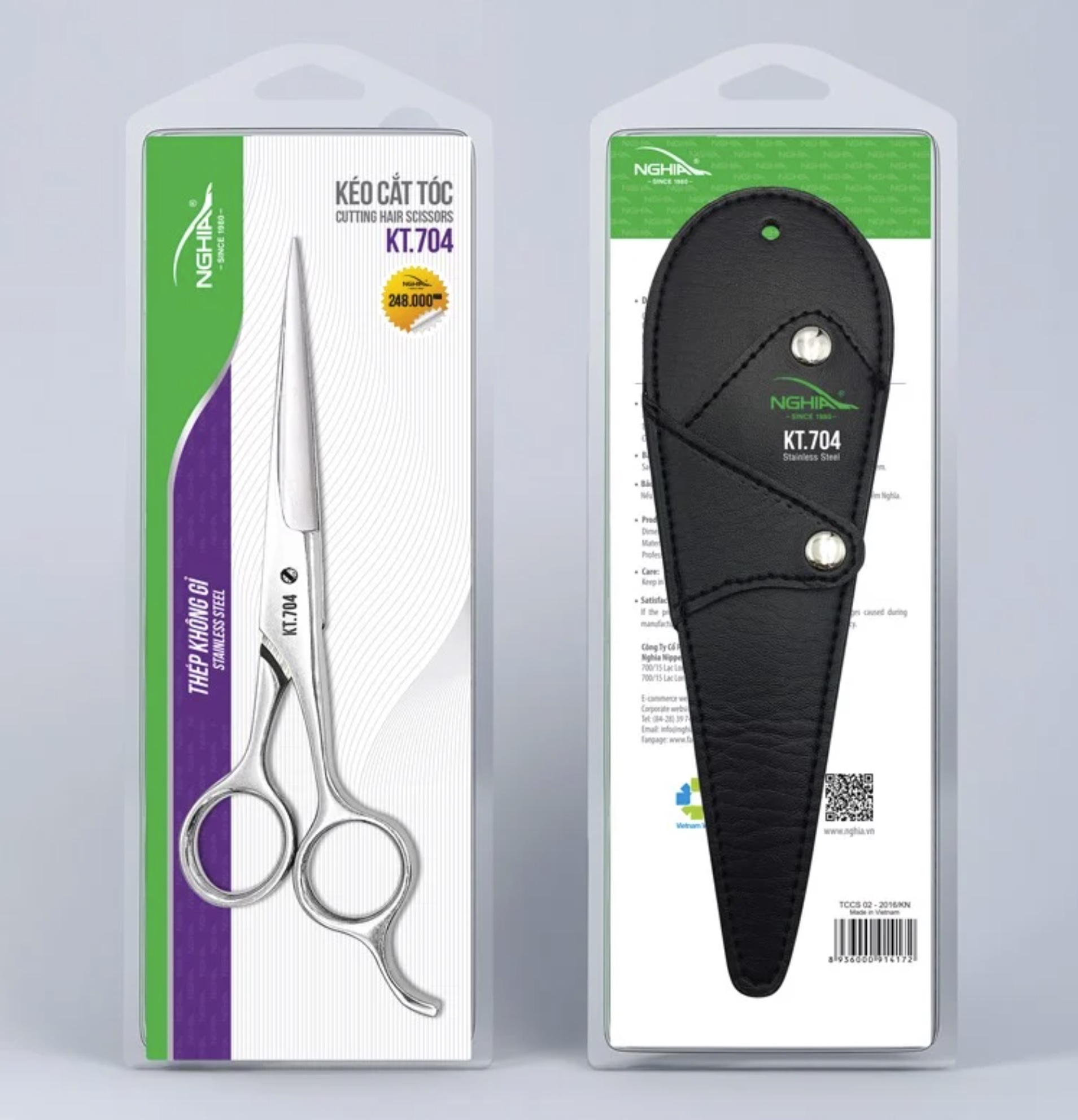 Kéo cắt tóc Kềm Nghĩa lưỡi dài kèm bao da KT.704 1