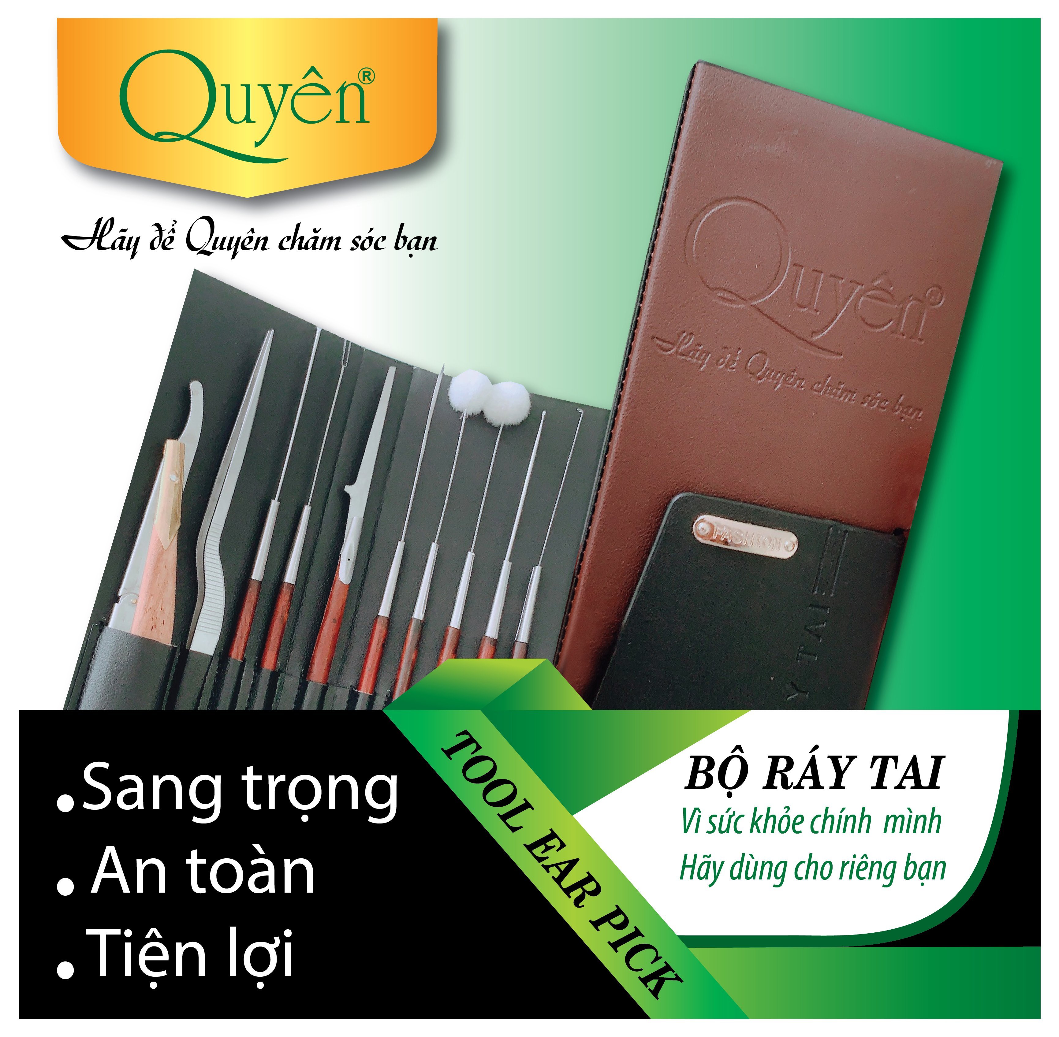 Bộ Lấy Ráy Tai Quyên Bao Da Cao Cấp 10 Món 1