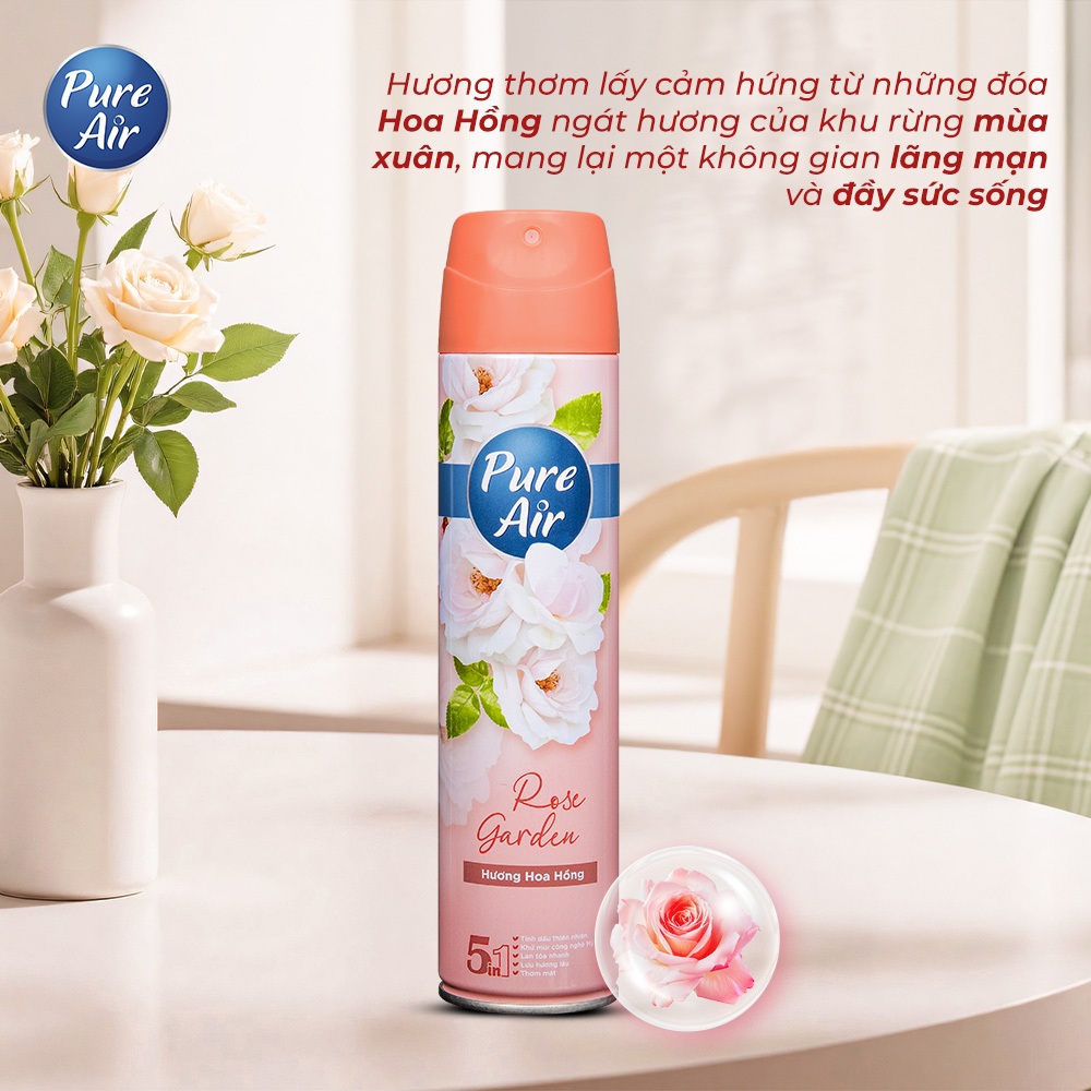 NƯỚC XỊT PHÒNG PURE AIR HƯƠNG HOA HỒNG 280ML 1