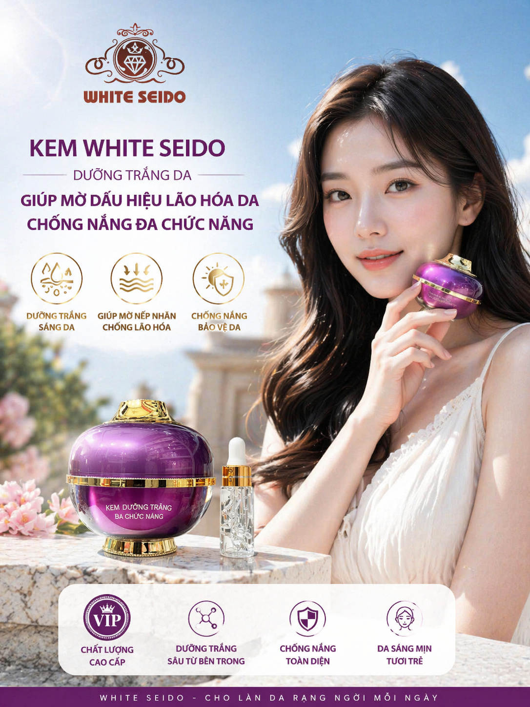 Kem White Seido đa chức năng dưỡng trắng chống lão hóa, chống nắng 16gr 2
