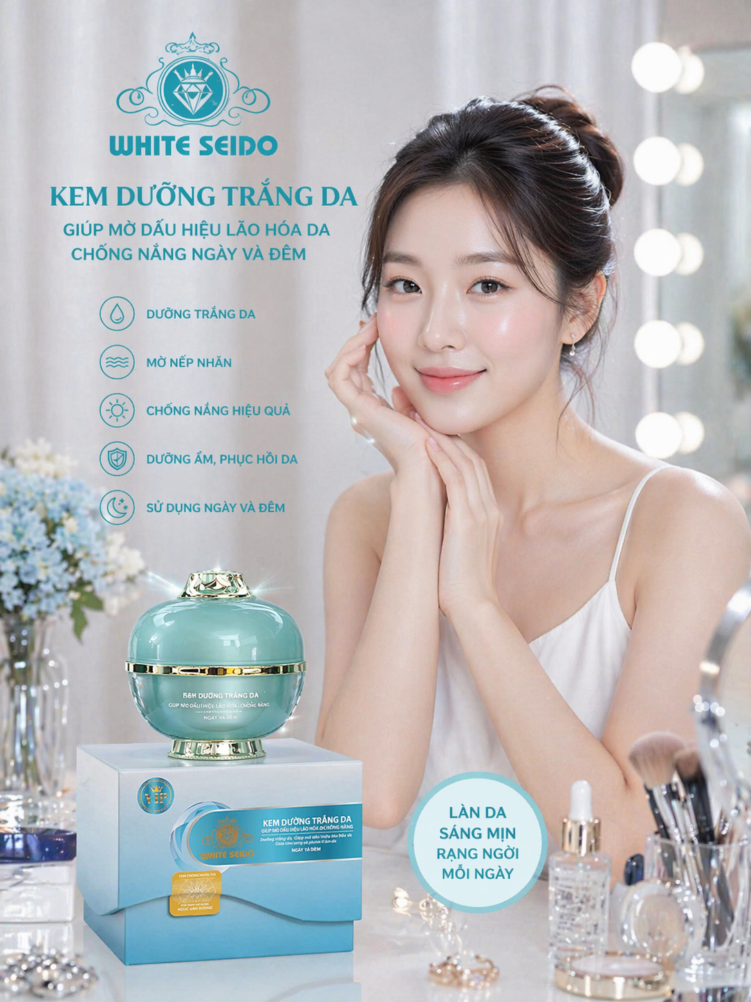 KEM WHITE SEIDO DƯỠNG TRẮNG NGỪA LÃO HÓA DA CHỐNG NẮNG NGÀY ĐÊM 16GR 2