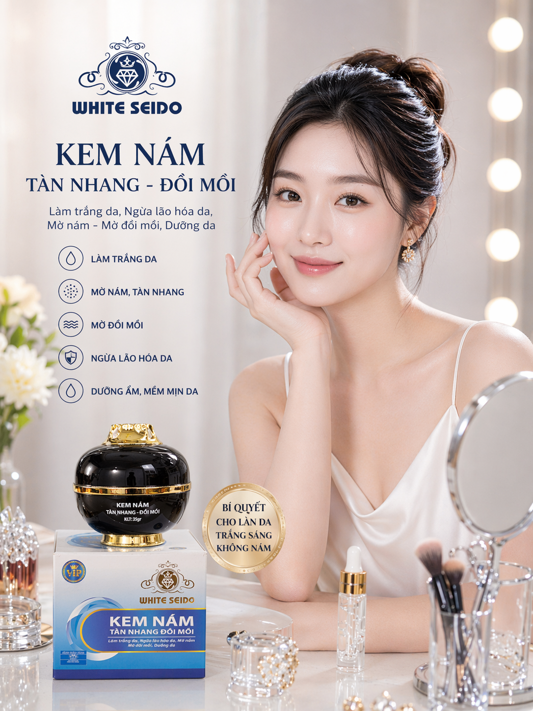 KEM WHITE SEIDO SẠCH NÁM TÀN NHANG ĐỒI MỒI 16GR 1