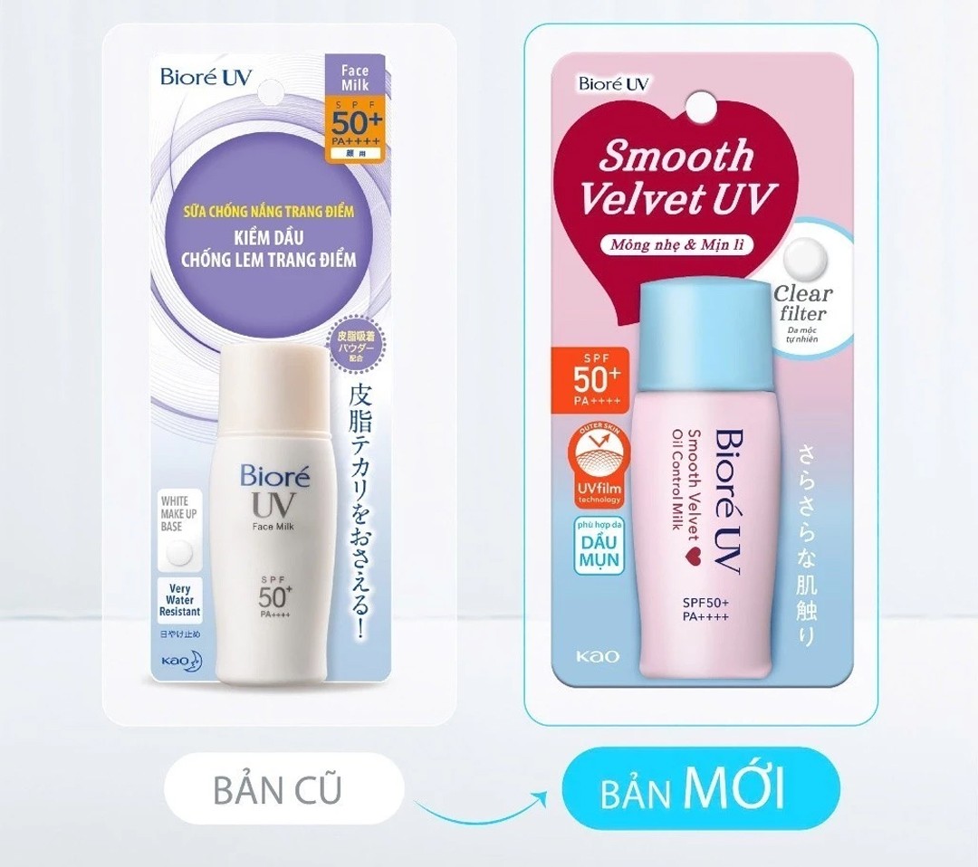 Sữa Chống Nắng Màng Nhung Kiểm Soát Bóng Nhờn Biore UV Smooth Velvet Oil Control Milk SPF50+ PA++++ 30ml 1