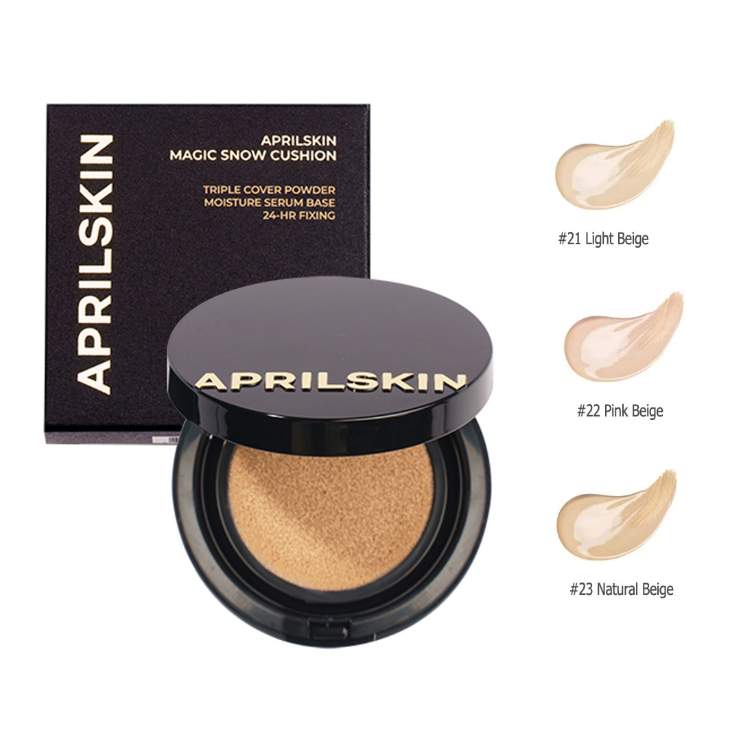 Phấn Nước April Skin Black Magic Snow Cushion - #21 Light Beige: cho tông da trắng sáng. 1