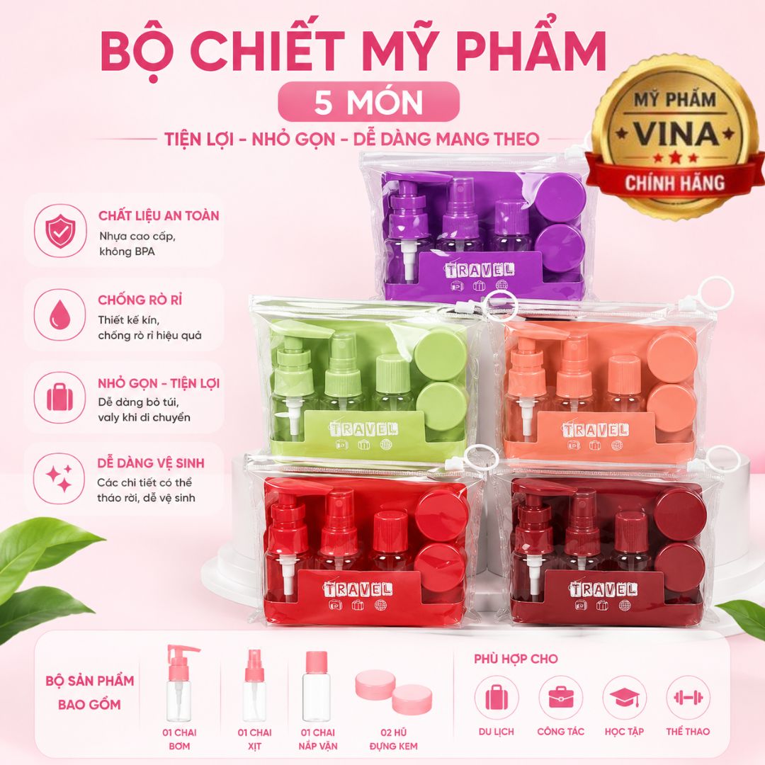 Bộ Chiếc Mỹ Phẩm Cao Cấp Tiện Lợi 5 MÓN (nhỏ xinh) 1