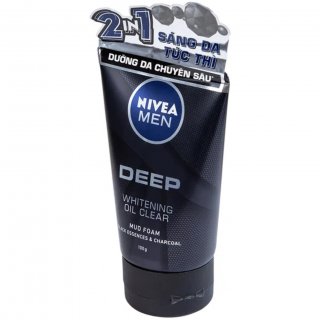 Sữa rửa mặt nivea men deep white oil clear 100g - than hoạt tính sạch nhờn sáng da  1