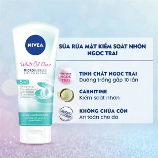 Sữa Rửa Mặt Nivea white oil clear 100gr - giúp trắng da sạch nhờn 2