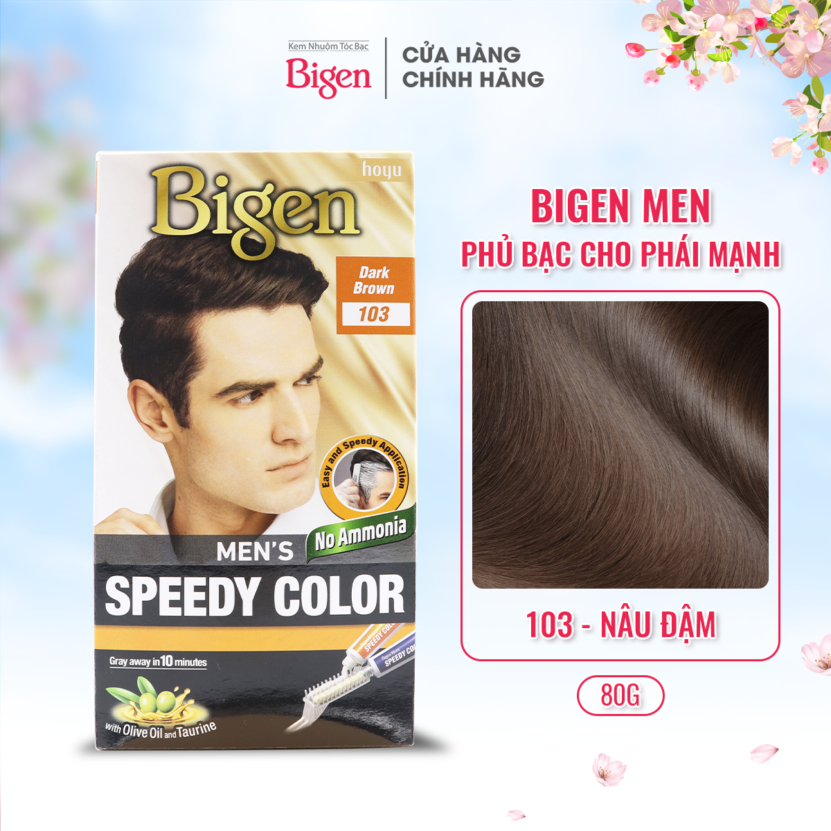 Kem nhuộm Tóc Phủ Bạc Bigen Men’s #103 Màu Nâu Sẫm
