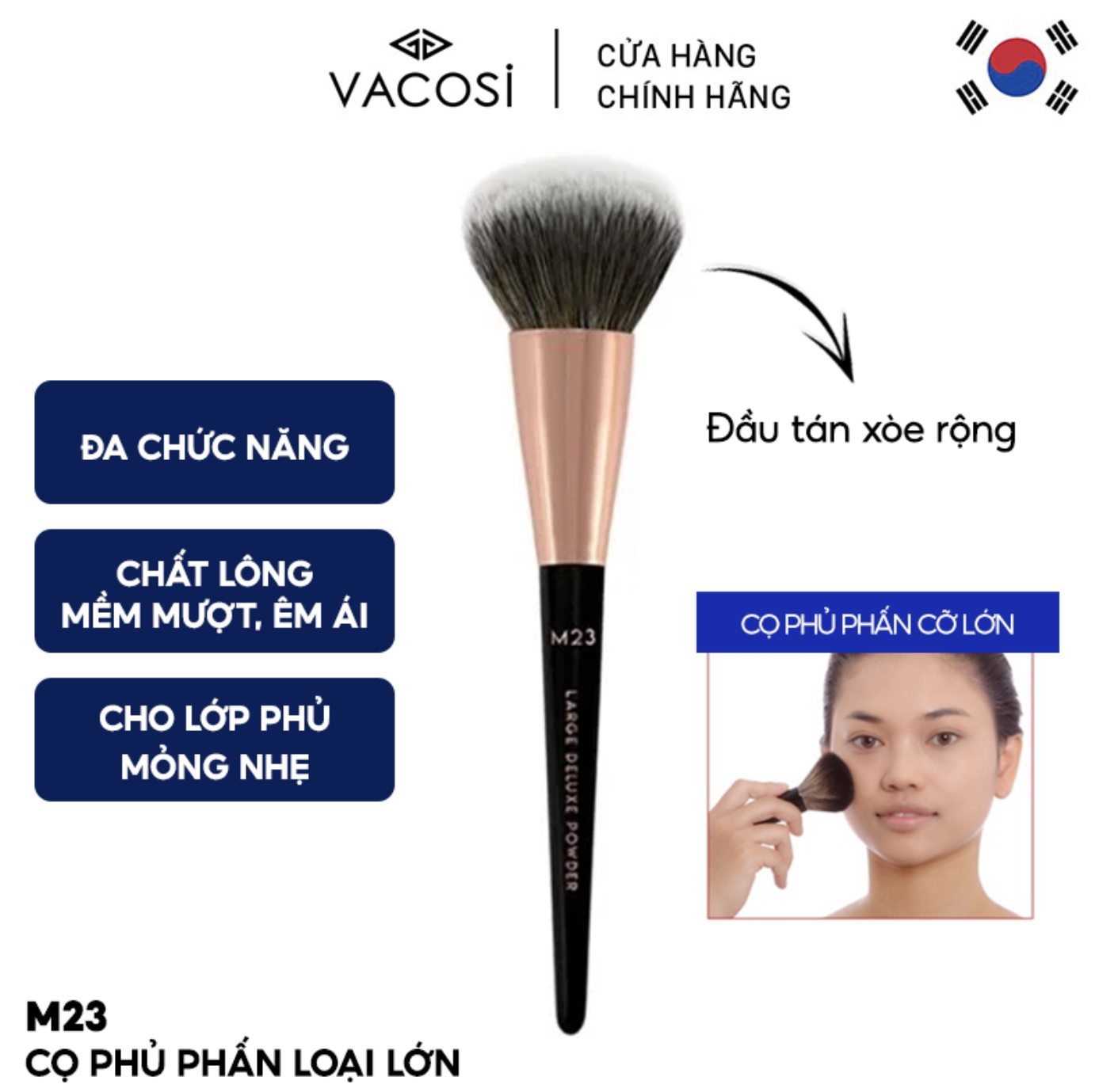 CỌ PHỦ CỠ LỚN VACOSI LARGE DELUXE POWDER BRUSH M23