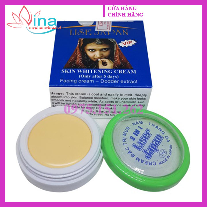 KEM LISE JAPAN TRẮNG DA 3 IN 1 - KEM MỤN NÁM TRẮNG DA LISE JAPAN 18G - KEM LISE CÔ GÁI ẤN ĐỘ