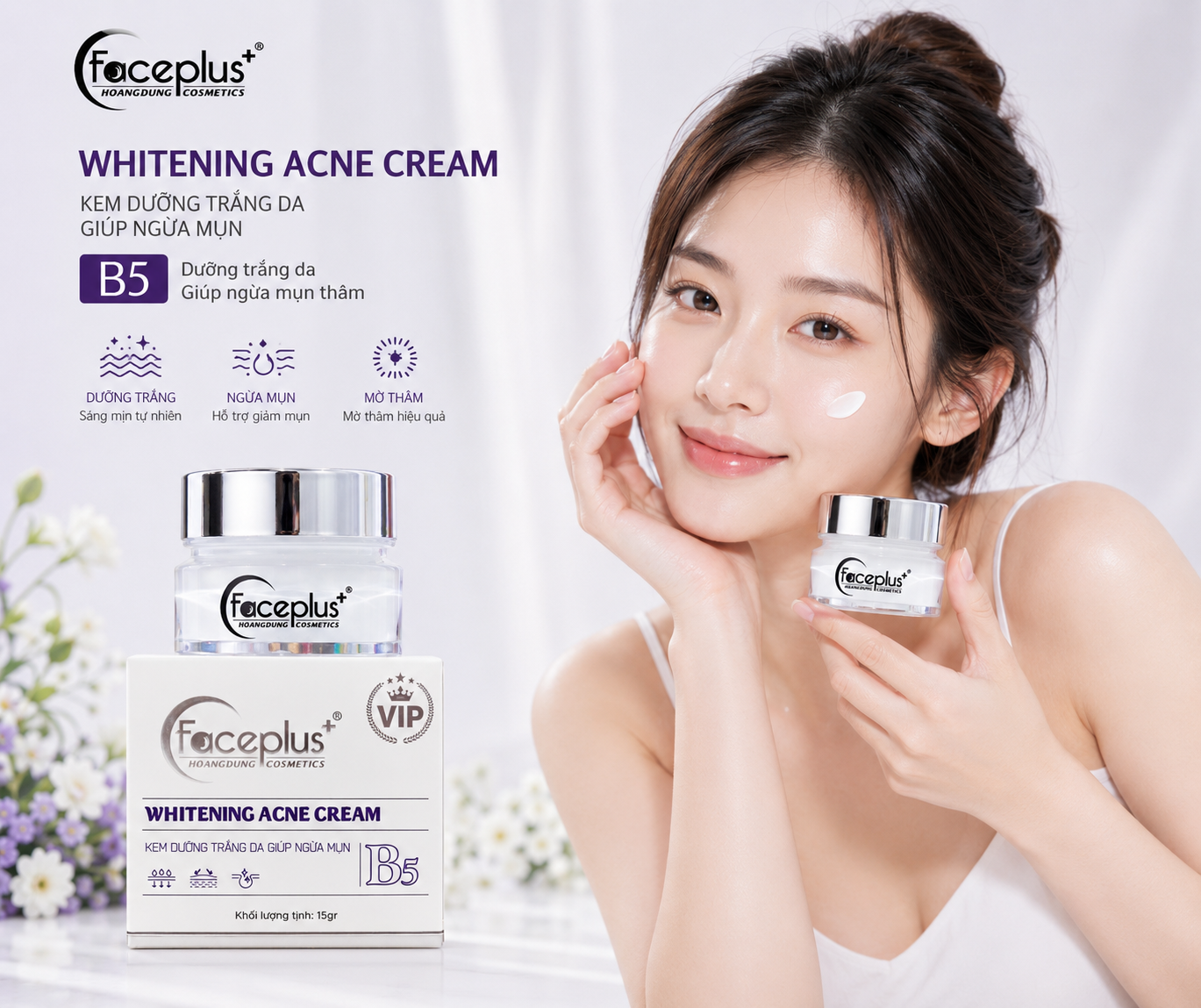 Kem FacePlus+ dưỡng trắng da ngừa mụn thâm 15gr 2