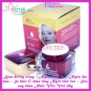 Kem Nhật Việt Ngọc trai đen – Sữa ong chúa dưỡng trắng – Ngừa nhăn da – Ngừa lão hóa – Se khít lỗ chân lông V14 20gr 2