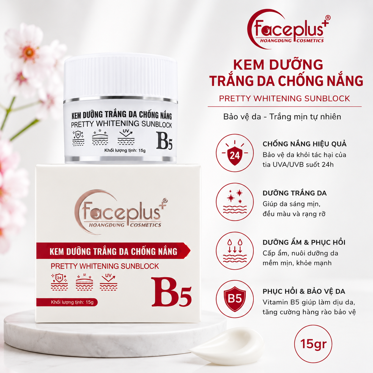Kem FacePlus+ Dưỡng Trắng Da Chống Nắng 15gr 1