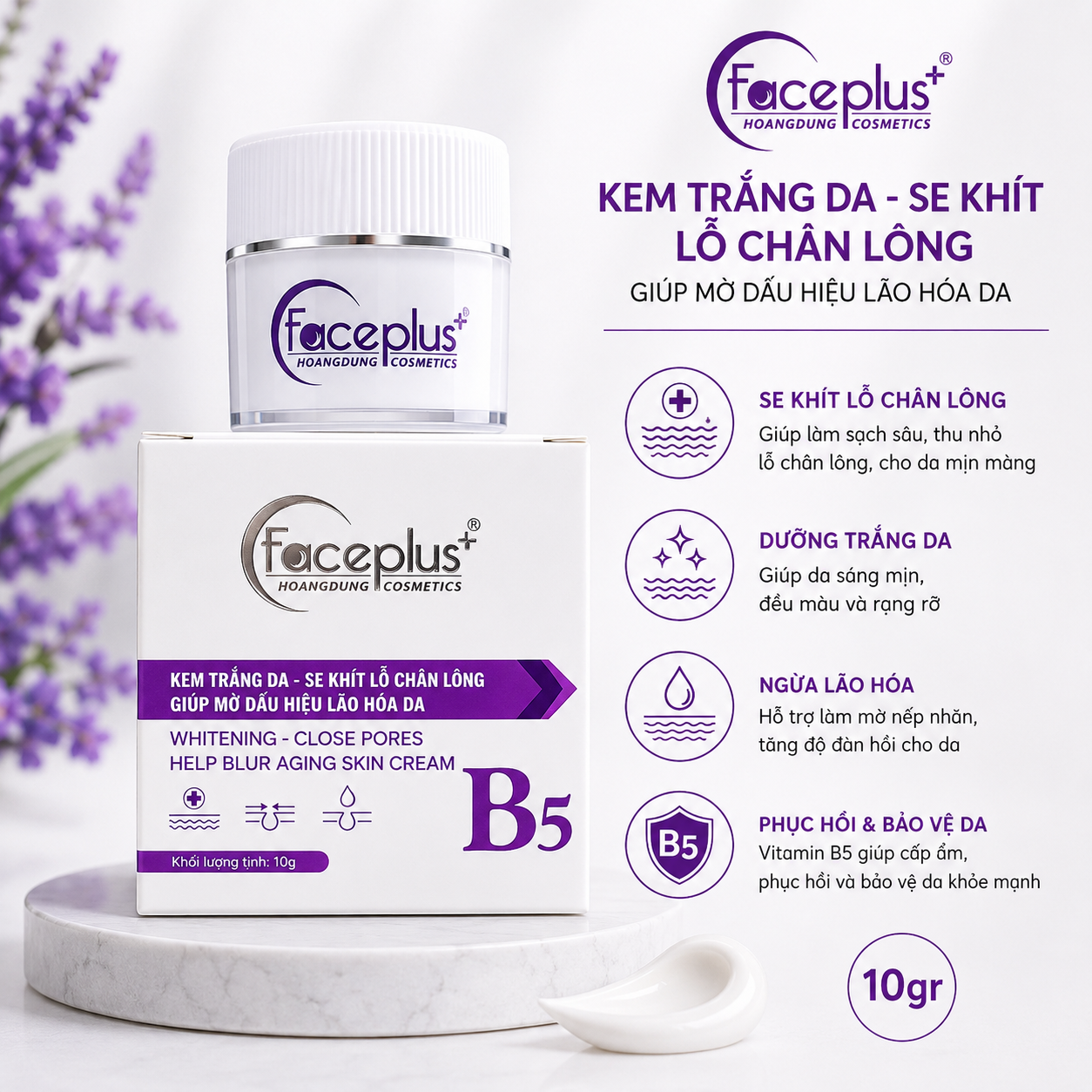 Kem FacePlus+ dưỡng trắng da - Ngừa lão hóa - Se khít lỗ chân lông 10gr 1