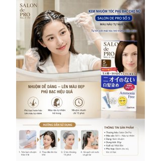 Kem Nhuộm Tóc Phủ Bạc Cho Nữ Salon De Pro Số 5 Màu Nâu Tự Nhiên 80gr