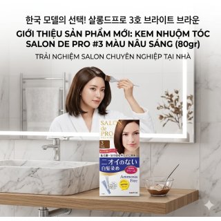 	Kem Nhuộm Tóc Phủ Bạc Cho Nữ Salon De Pro - #3 (Bright Brown): Nâu sáng