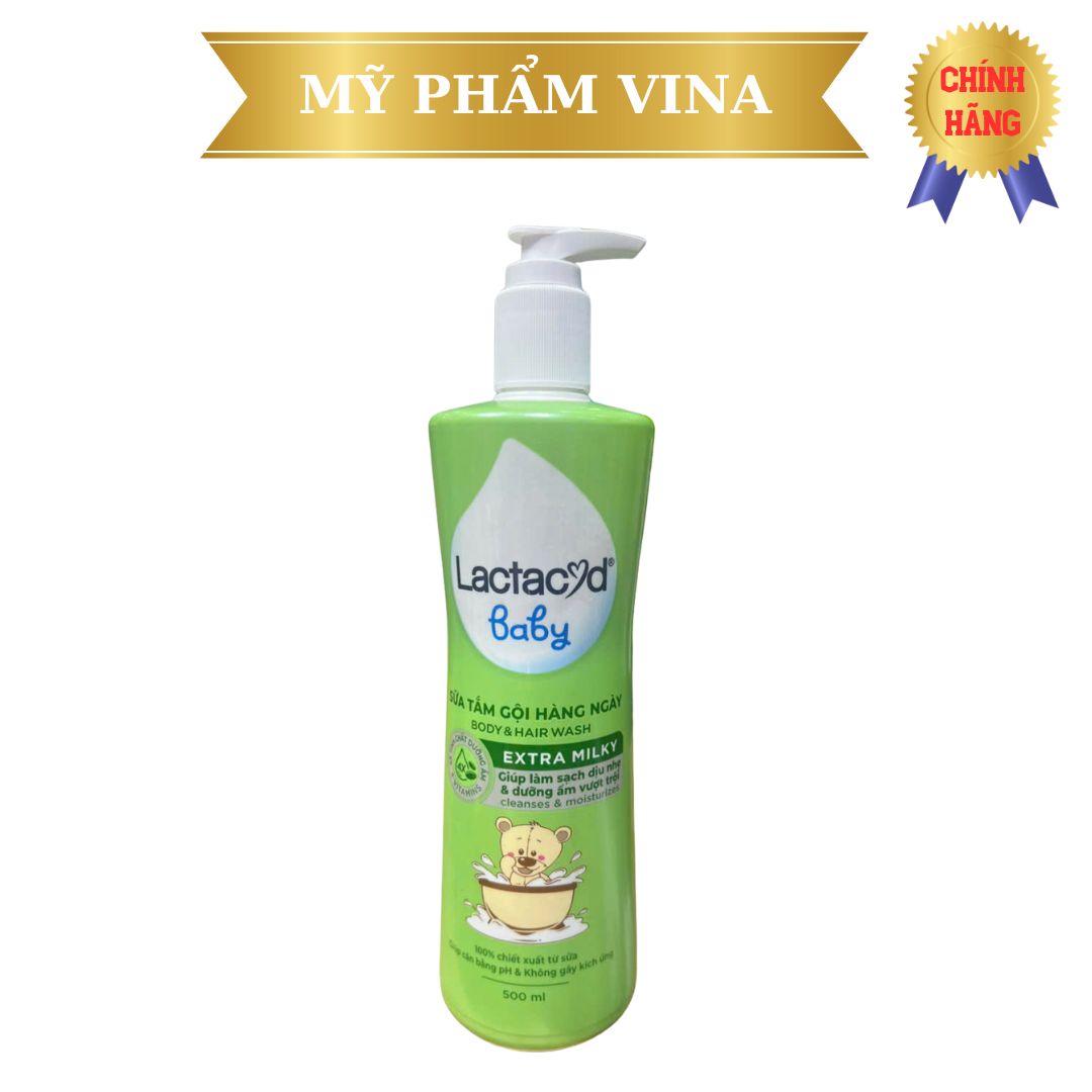 Sữa tắm gội Lactacyd Baby Extra Milky bảo vệ da và tóc cho bé chai 500ml 1