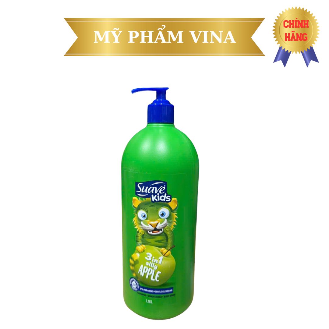Sữa Tắm Gội Xả Suave Kids Hương Táo 1180ML 1