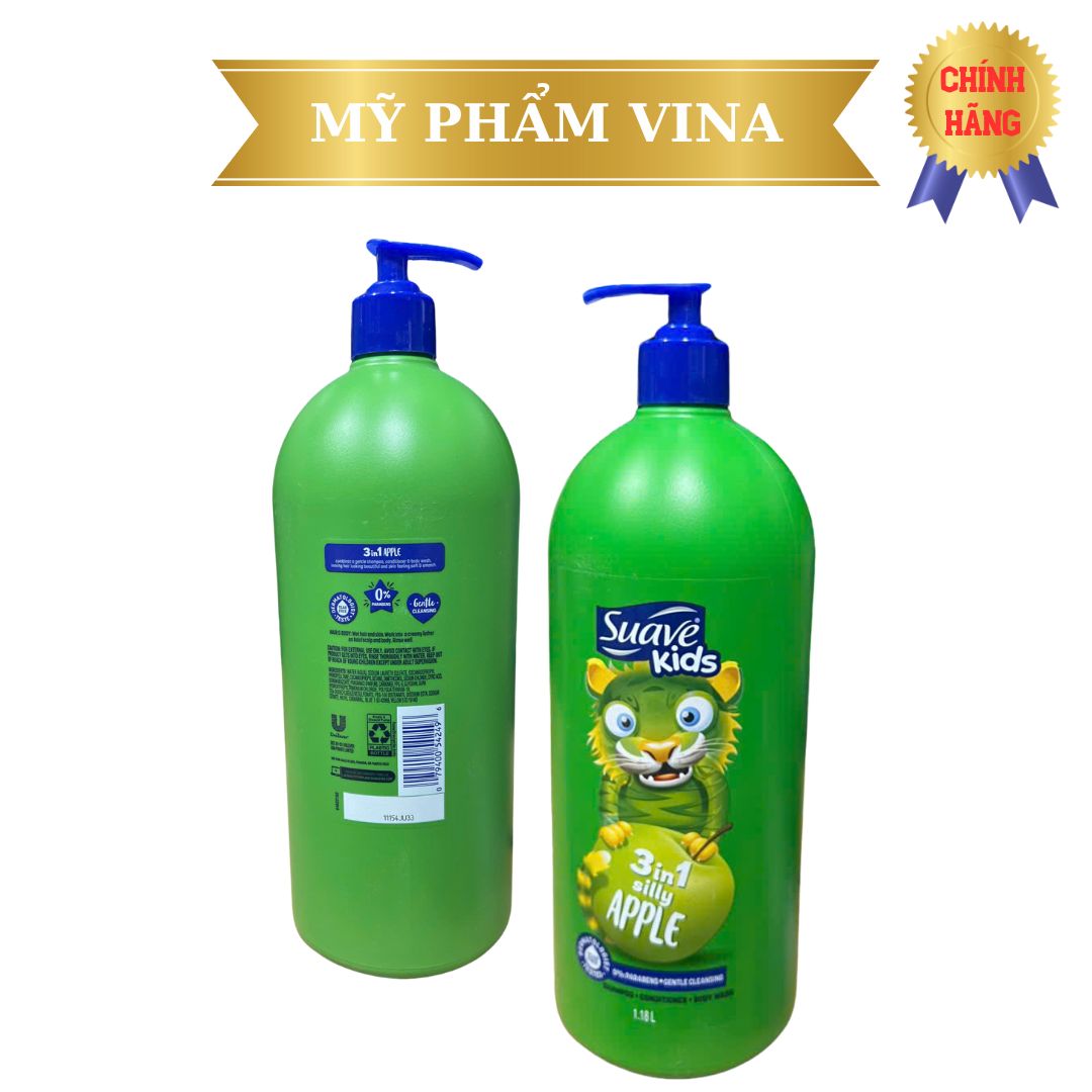 Sữa Tắm Gội Xả Suave Kids Hương Táo 1180ML 2