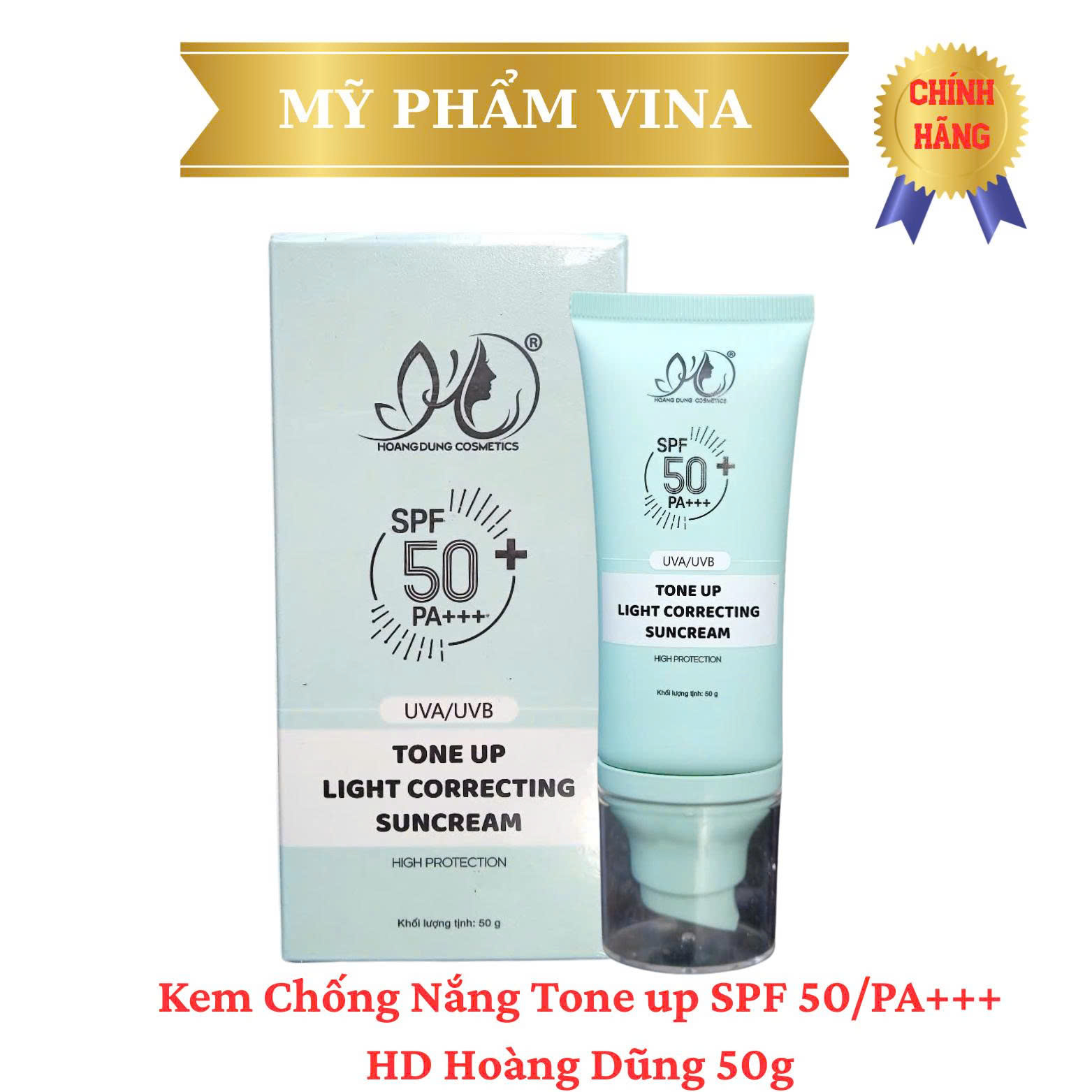 (XANH) KEM CHỐNG NẮNG TONE UP SPF 50/PA+++ HD HOÀNG DŨNG 50G 1
