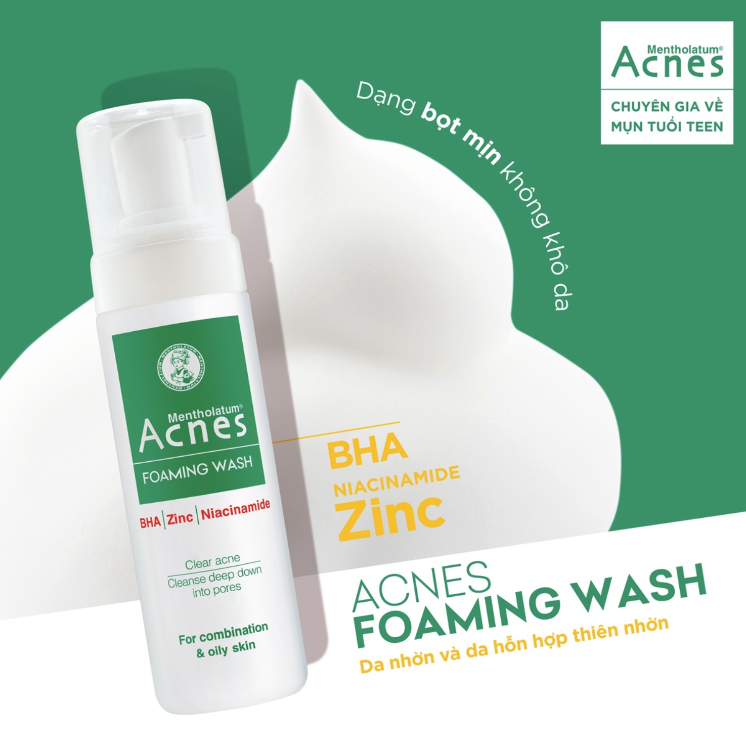 Dung dịch tạo bọt ngăn ngừa mụn Acnes Foaming Wash 150ml  2