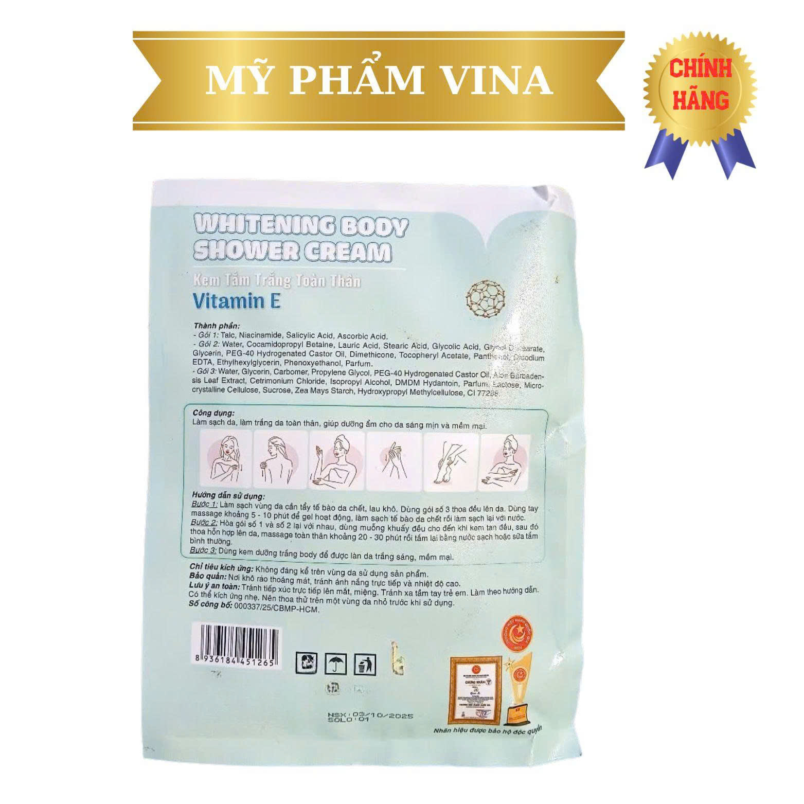 (XANH)  Tắm Trắng HD HOÀNG DŨNG Toàn Thân Tinh Chất Vitamin E _130G 2