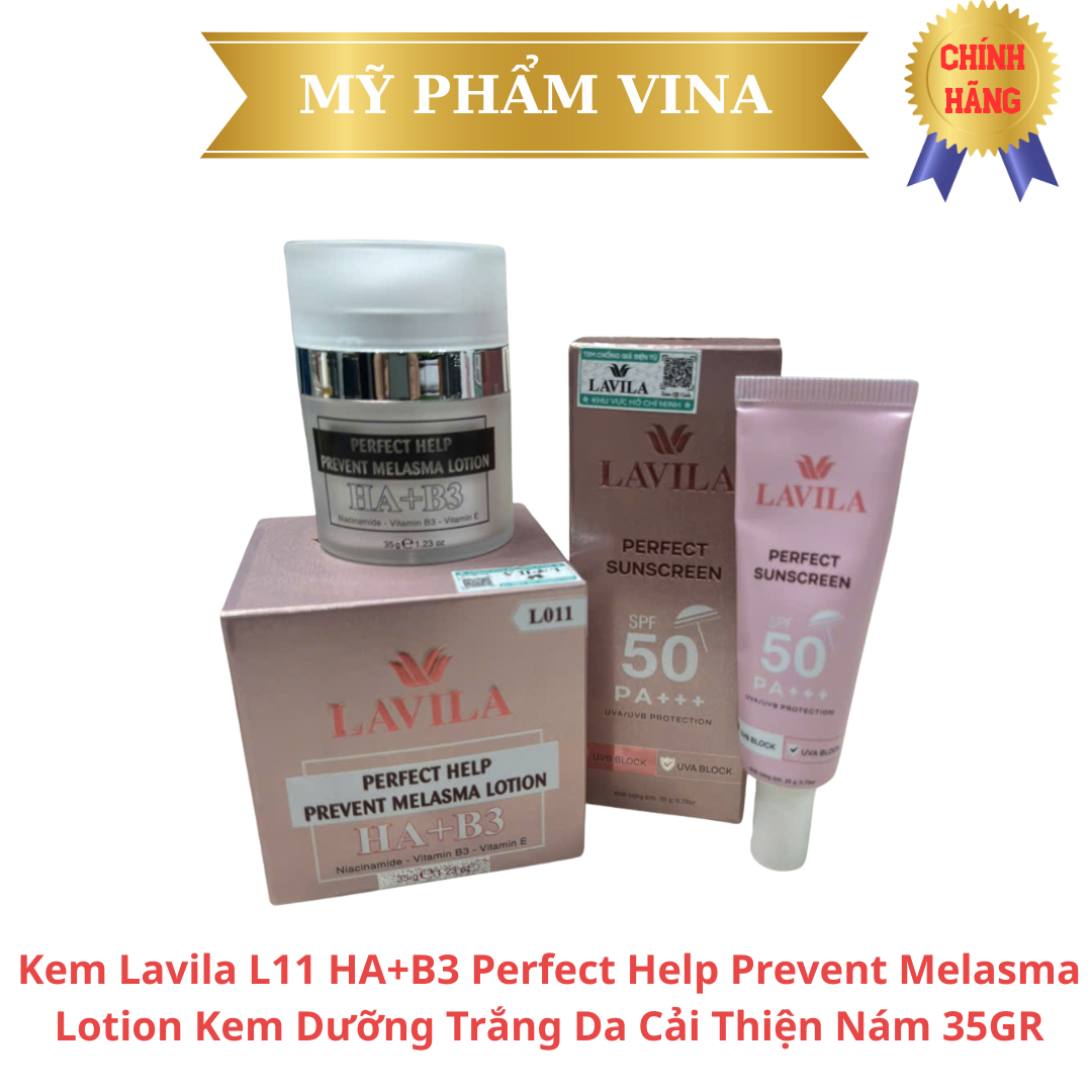 Kem Lavila L11 HA+B3 Perfect Help Prevent Melasma - Kem Dưỡng Trắng Cải Thiện Nám 35GR (tặng kem chống nắng 20ml) 1