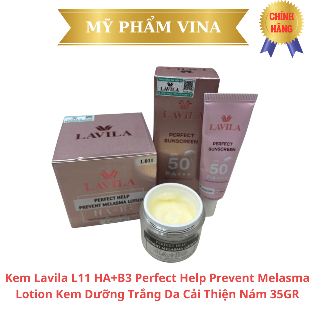 Kem Lavila L11 HA+B3 Perfect Help Prevent Melasma - Kem Dưỡng Trắng Cải Thiện Nám 35GR (tặng kem chống nắng 20ml) 2