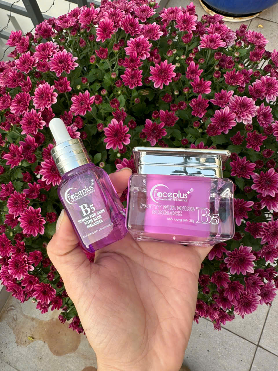 [ Màu tím] Kem Faceplus+ B5 dưỡng trắng da chống nắng 25gr  + Tặng serum 20ml ngẫu nhiên 2