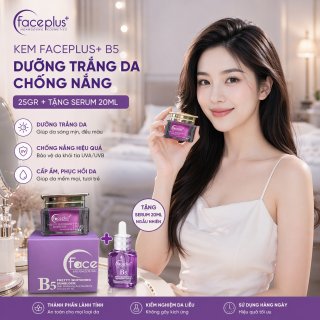 [ Màu tím] Kem Faceplus+ B5 dưỡng trắng da chống nắng 25gr  + Tặng serum 20ml ngẫu nhiên