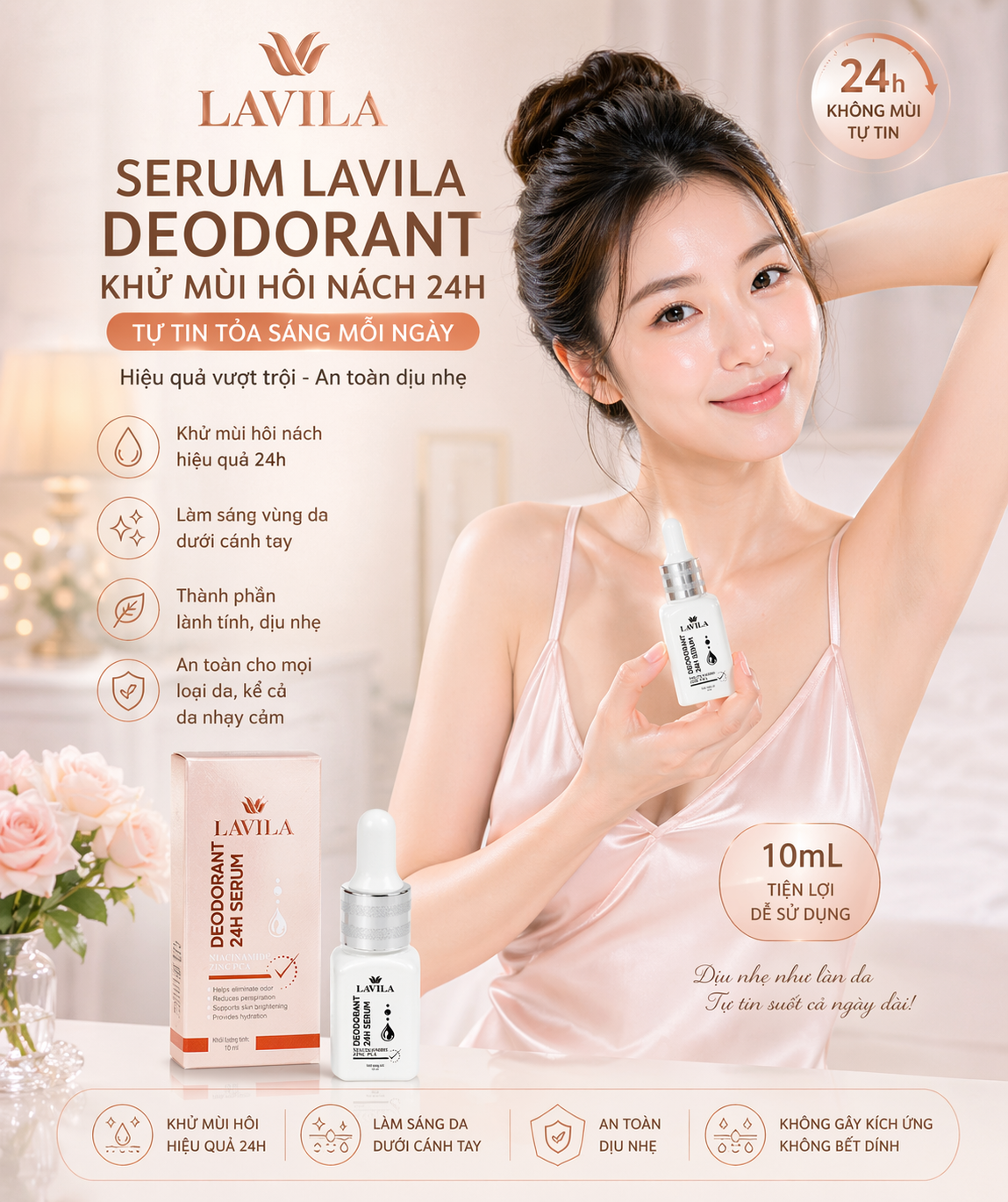 Serum Lavila Deodorant khử mùi hôi nách 24h 10ml 1