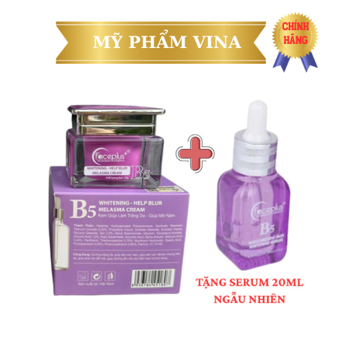 [ Màu tím ] Kem  Faceplus+ B5 dưỡng trắng da - mờ nám 25g + Tặng serum 20ml ngẫu nhiên 1