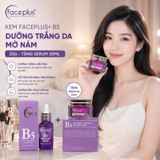 [ Màu tím ] Kem  Faceplus+ B5 dưỡng trắng da - mờ nám 25g + Tặng serum 20ml ngẫu nhiên