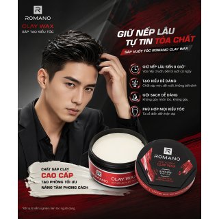 Sáp vuốt tóc Romano Clay Wax giữ nếp lâu (MÀU ĐỎ)