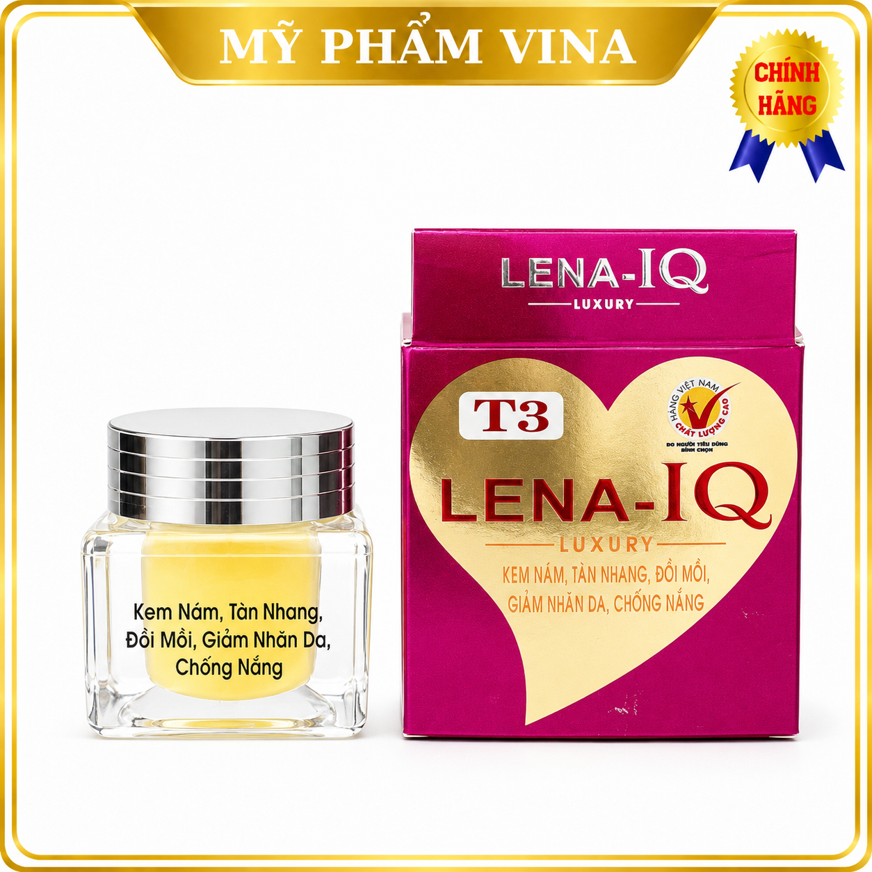 Kem LENA-IQ T3 LUXURY Sạch nám - Tàn nhang - Đồi mồi - Giảm nhăn - Chống nắng - Ngăn ngừa lão hóa da 15g 2