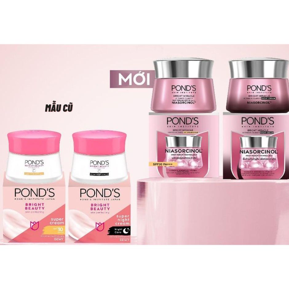 Bộ Đôi Kem Dưỡng Da Ngày Và Đêm Trắng Hồng Rạng Rỡ Ponds White Beauty (30g)