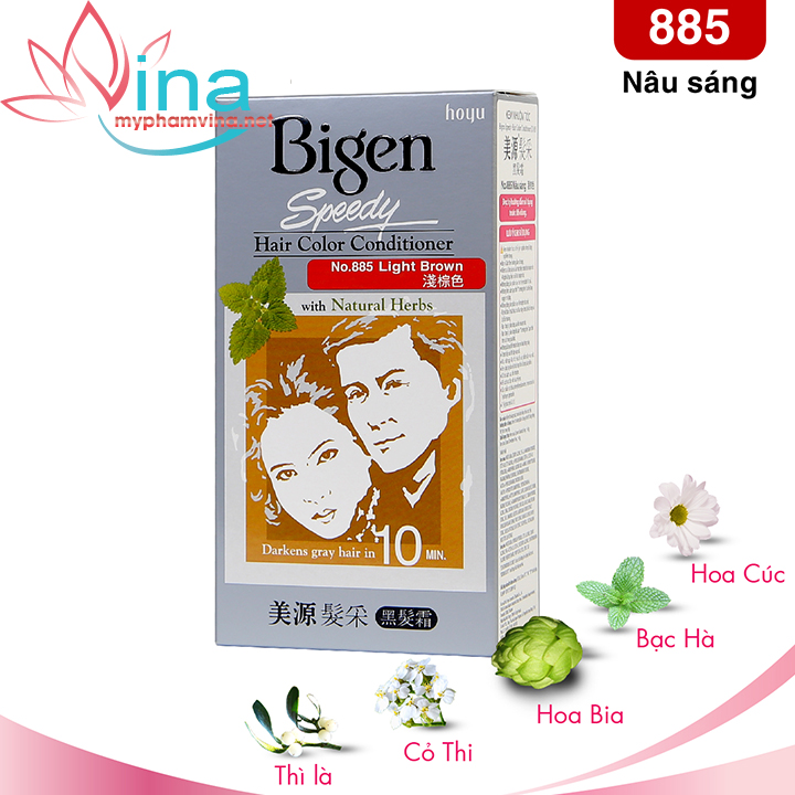 THUỐC NHUỘM TÓC BIGEN SPEEDY HAIR COLOR CONDITIONER NO. 885 LIGHT BROWN - NÂU SÁNG